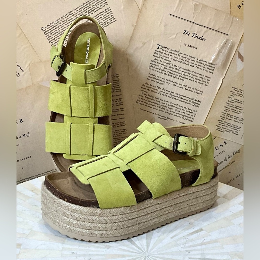 Free People Intentionally Blank Dreams Flatform Sandal Pistachio - Picture 1 of 8